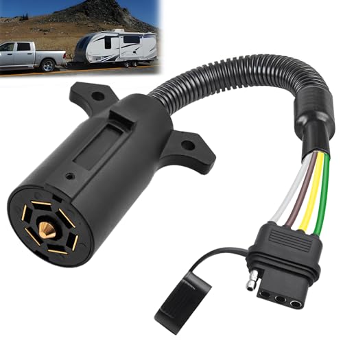 maierke 7 Pin to 4 Pin Trailer Adapter 7 Way Blade to 4 Way Flat Trailer Light Connector Adapter,Single-Function 7 Way to 4 Way Trailer for RV Truck - Image 1