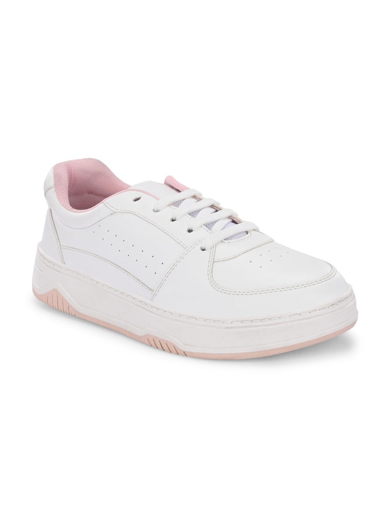 Centrino Women Casual Sneaker | Ultra Soft Cushion | Trendy & Lightweight Design | Low Top Flat Sole | Colorblock Sneakers | White Sneakers Girl Shoes 7612-22 - Image 1