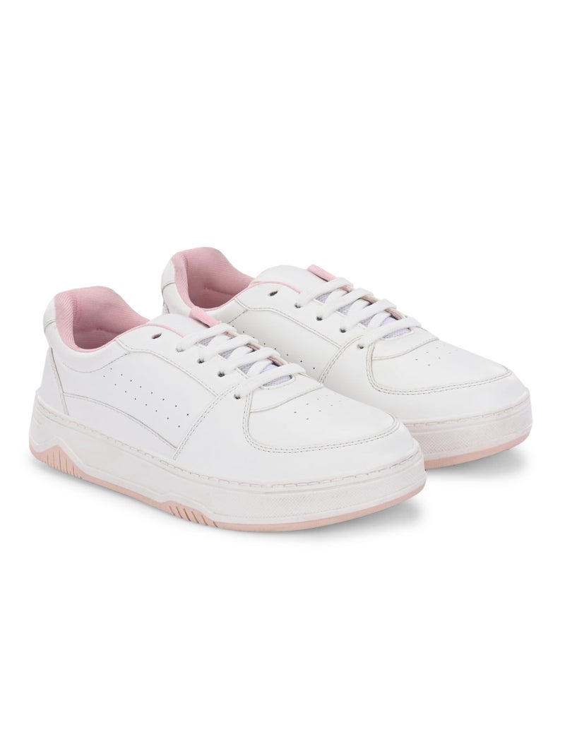 Centrino Women Casual Sneaker | Ultra Soft Cushion | Trendy & Lightweight Design | Low Top Flat Sole | Colorblock Sneakers | White Sneakers Girl Shoes 7612-22 - Image 3