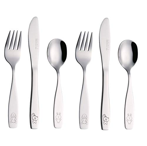 Exzact Childrens Flatware Kids Silverware 6pcs Toddler Utensils Dishwasher Safe 24 Months - Image 1