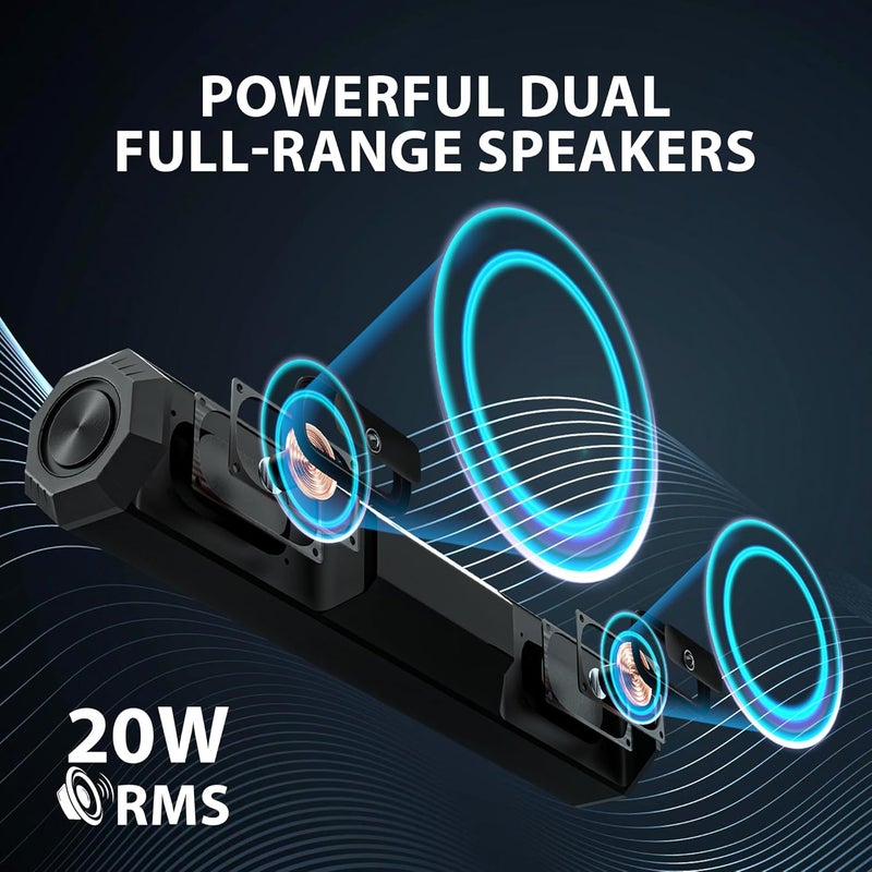Blaupunkt SBA20+ 20W Bluetooth Soundbar for TV with Bluetooth/SD Card/Aux, Mini Sound/Audio System for TV Speakers, Mobile, PC, Projectors, Tablets, Laptops - Image 2
