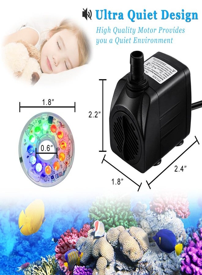 PULACO 160GPH Small Fountain Pump, 10Watt Submersible Pump with Automatic Color Changing LED Light and 3.3 ft Tubing for Water Feature, Outdoor Pond, Aquarium fish tanks - Image 3