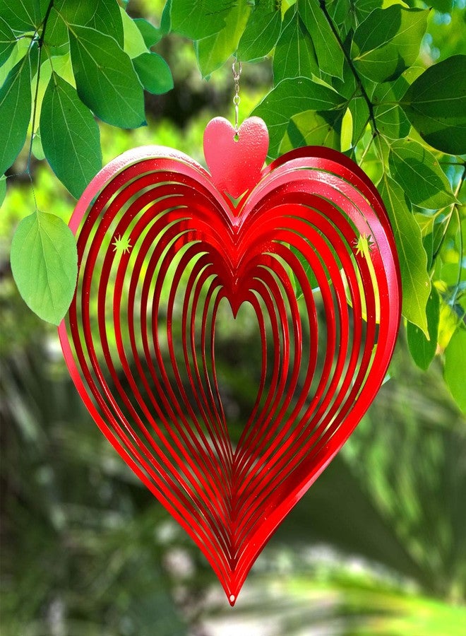 FONMY Wind Spinner Love 12 inches - 3D Stainless Steel - Laser Cut Metal Art Geometric Pattern - Hanging Wind Spinner, Kinetic Yard Art Decorations - Indoor/Outdoor Décor… - Image 3