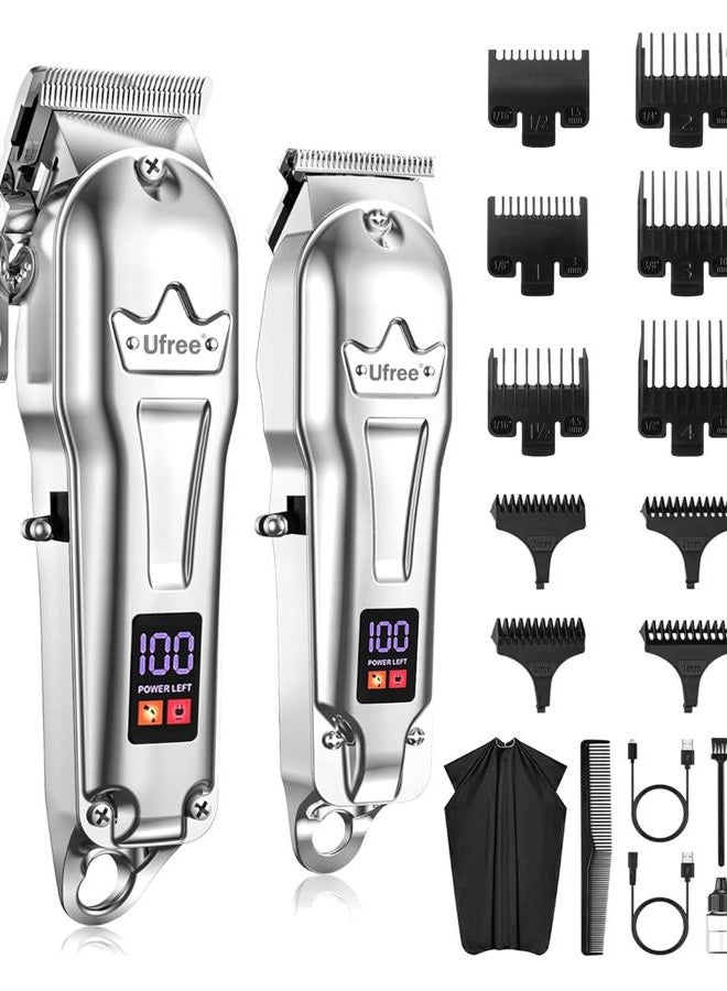 UFREE Hair Clippers + T-Blade Hair Trimmer Kit, Clippers for Hair Cutting Kit Cordless Clippers for Men Women Kids Barber Grooming Kit for Household (Silver) - Image 1