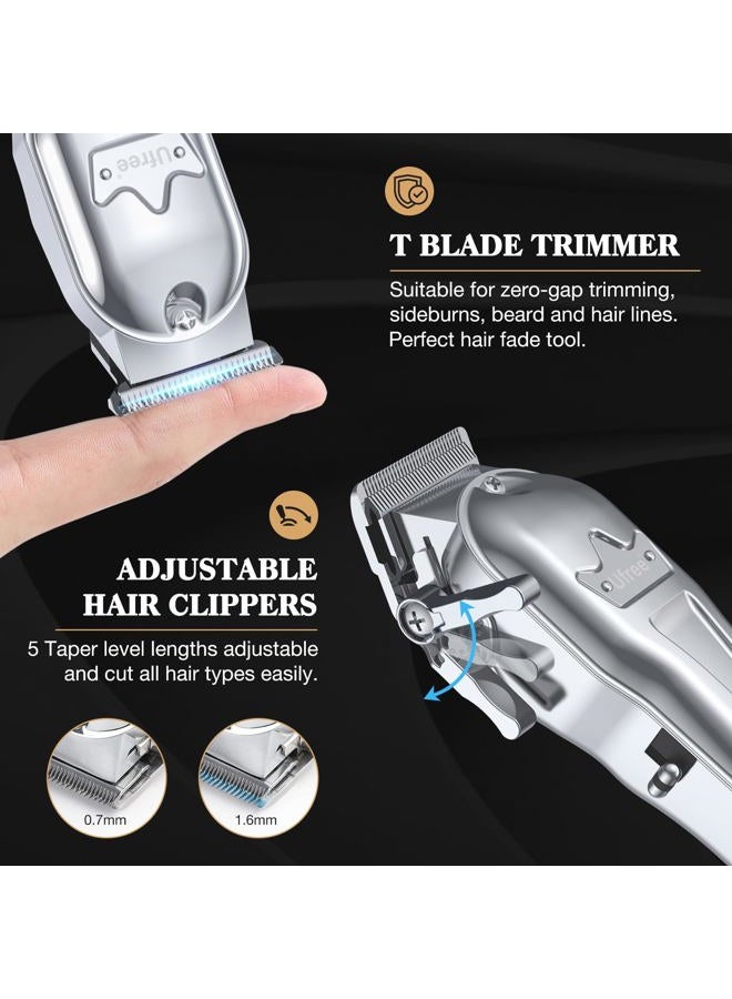 UFREE Hair Clippers + T-Blade Hair Trimmer Kit, Clippers for Hair Cutting Kit Cordless Clippers for Men Women Kids Barber Grooming Kit for Household (Silver) - Image 2