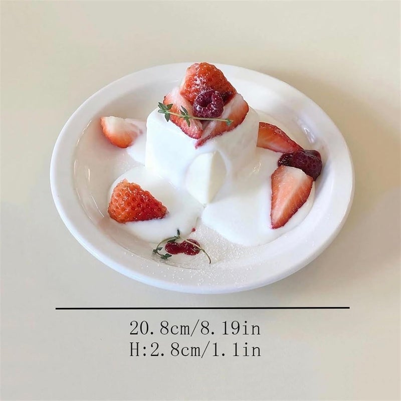 Pasta Bowls Appetizer Plates Home White Flat Plate Breakfast Plate Dessert Plate Pure White Ceramic Plate Fruit Snack Plate Salad Plate Dining Serving Plates for Parties - Image 2