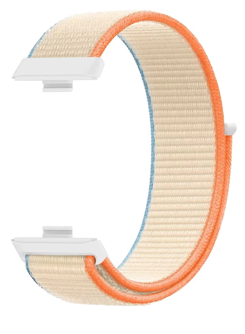 سوار رياضي من النايلون لساعة هواوي واتش فيت 3/4/4 برو الذكية، سوار ناعم مع ملحقات (بيج/برتقالي) - Image 2