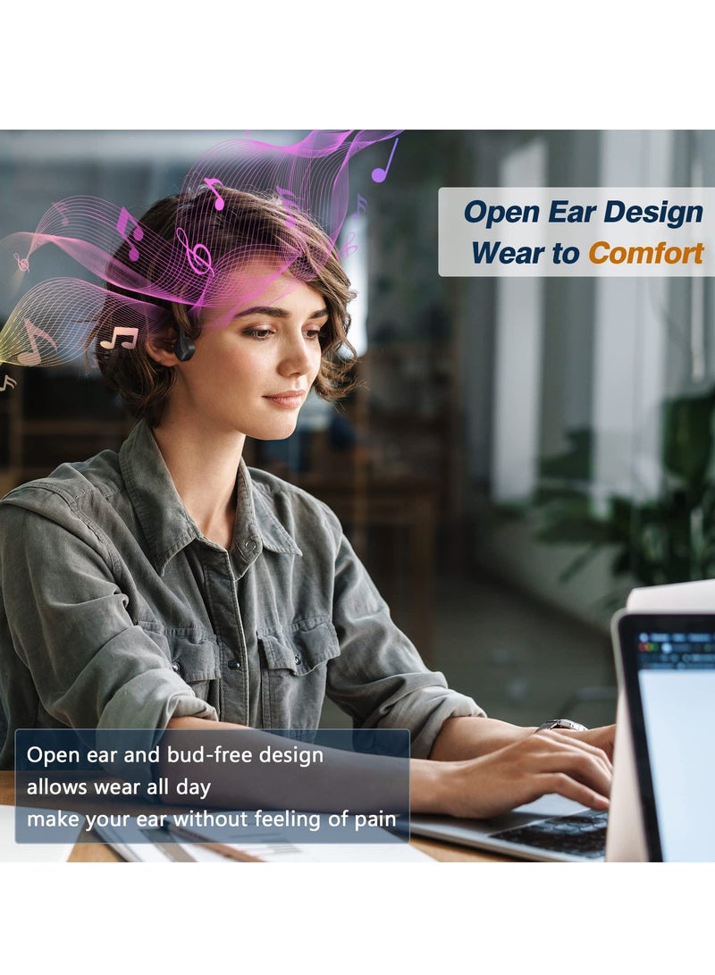 SYOSI Bone Conduction Headphones with Noise-Canceling Boom Mic - Wireless Bluetooth Open-Ear Headset for Online Classes, Driving, Remote Meetings, and Phone Calls - Image 3