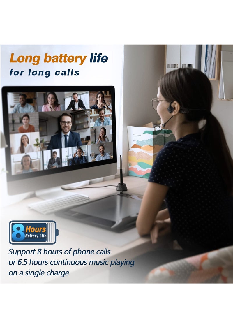 SYOSI Bone Conduction Headphones with Noise-Canceling Boom Mic - Wireless Bluetooth Open-Ear Headset for Online Classes, Driving, Remote Meetings, and Phone Calls - Image 4