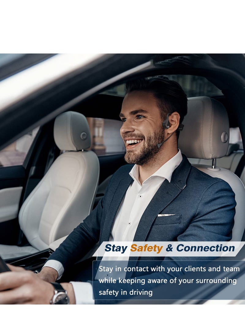 SYOSI Bone Conduction Headphones with Noise-Canceling Boom Mic - Wireless Bluetooth Open-Ear Headset for Online Classes, Driving, Remote Meetings, and Phone Calls - Image 2