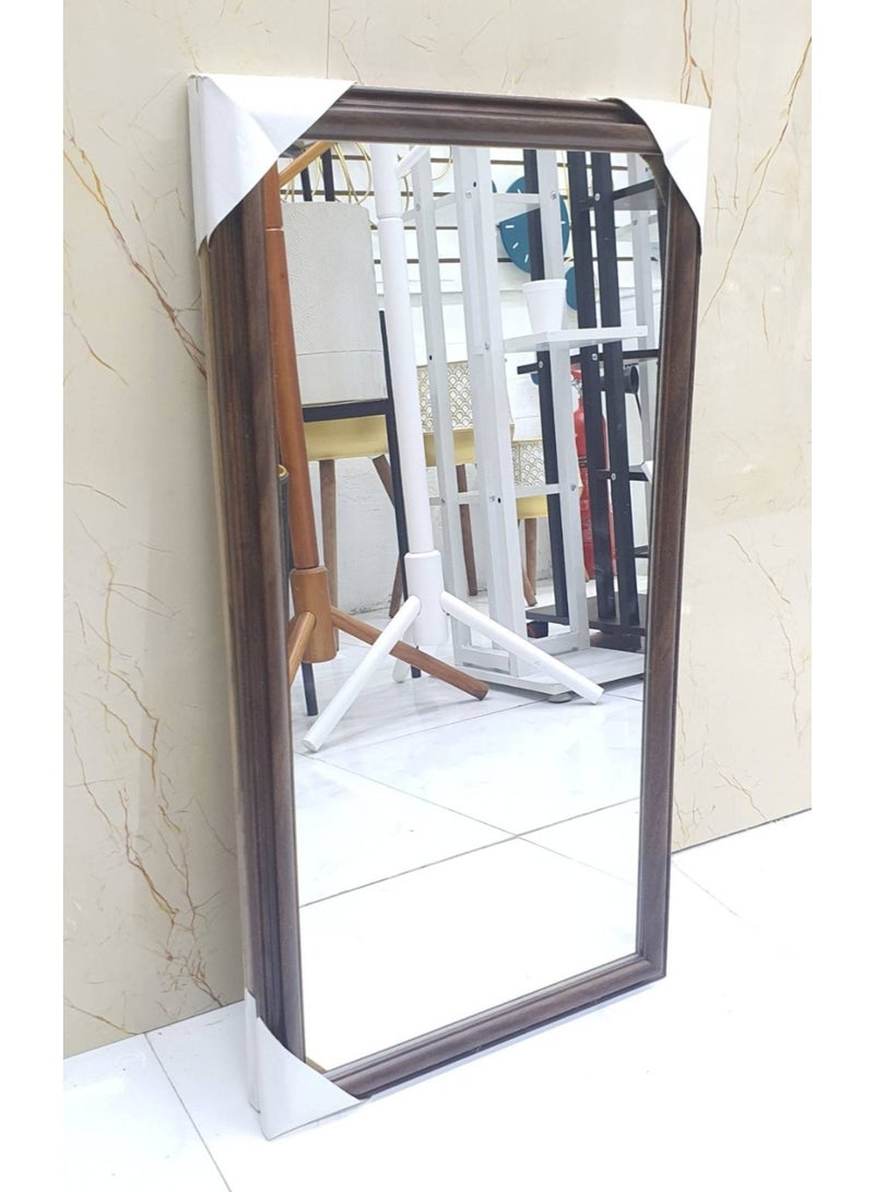 Decorhills Rectangular Wall Hanging Mirror 30x60 Inch | Brown Frame Decorative Mirror for Bathroom, Bedroom, Living Room | Elegant Wall-Mounted Vanity Accent Mirror for Home Décor | Easy Installation