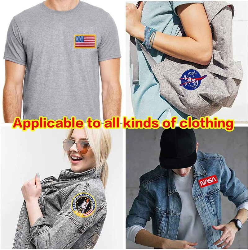bfuee Apollo Space Shuttle Patches - NASA US Flag Patches (8 Pieces) for Hats, Jackets, Shirts, Vests, Shoes, Jeans - Image 2