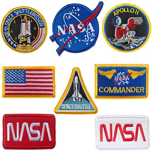 bfuee Apollo Space Shuttle Patches - NASA US Flag Patches (8 Pieces) for Hats, Jackets, Shirts, Vests, Shoes, Jeans - Image 1