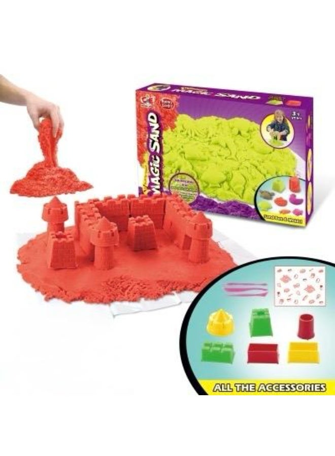توي لاند مجموعة اللعب الإبداعي بالرمل السحري - رمل حركي قابل للتشكيل مع قوالب قلاع وملحقات - ألوان متنوعة - 500 غرام - Image 1