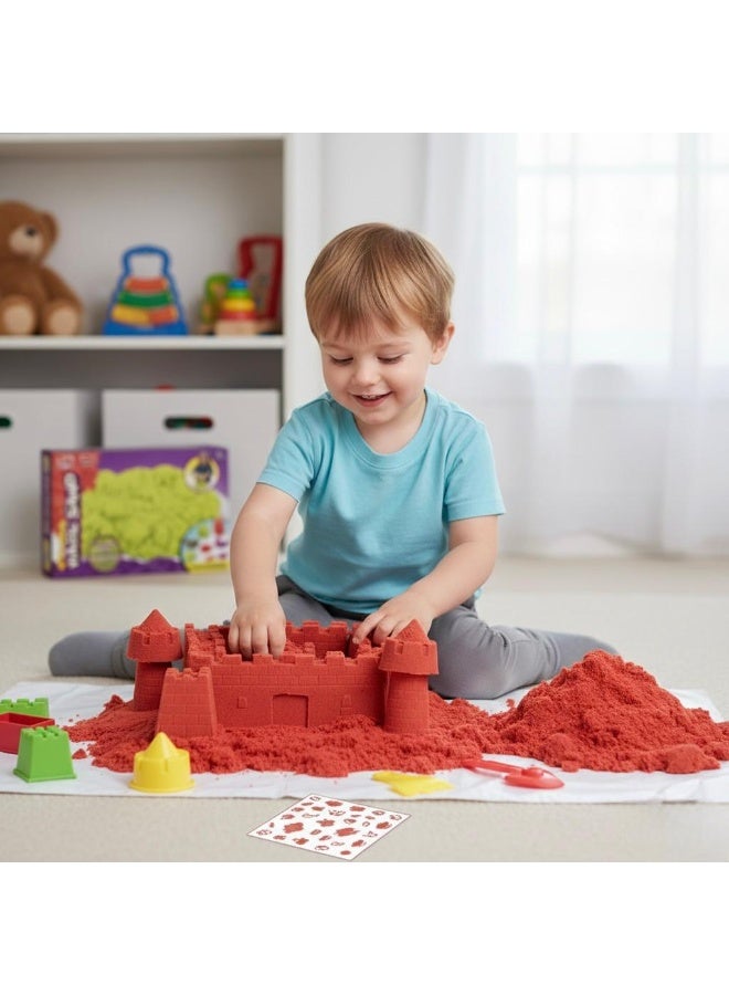 توي لاند مجموعة اللعب الإبداعي بالرمل السحري - رمل حركي قابل للتشكيل مع قوالب قلاع وملحقات - ألوان متنوعة - 500 غرام - Image 2