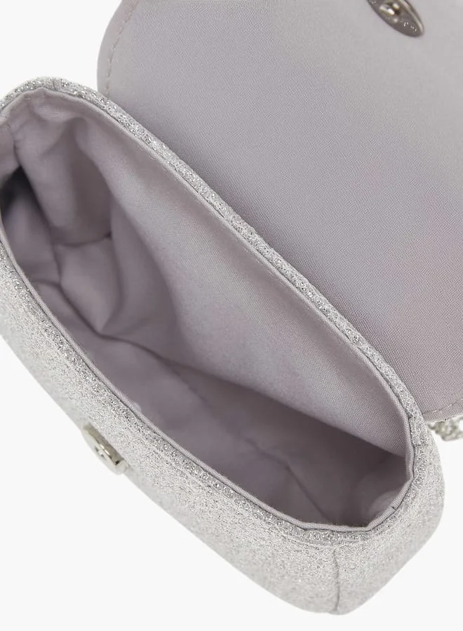 ديزني Girls Textured Bow Detail Crossbody Bag With Button Closure