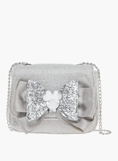 Disney Girls Textured Bow Detail Crossbody Bag With Button Closure