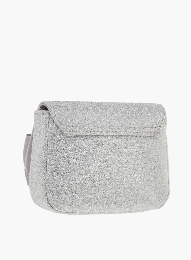 ديزني Girls Textured Bow Detail Crossbody Bag With Button Closure