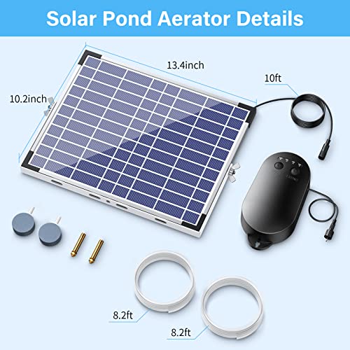 NFESOLAR 15W Large Solar Pond Aerator, Solar Aerator for Ponds with 4400 mAh Battery Backup and 2 Air Outlets, Low Noise Solar Air Pump Outdoor for Koi Pond Fish Tank Hydroponics - Image 3
