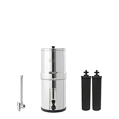 Berkey Travel Berkey Gravity-Fed Water Filter System with 2 Black Berkey Elements Plus Deluxe 7" Stainless Steel Water View Spigot - Image 1