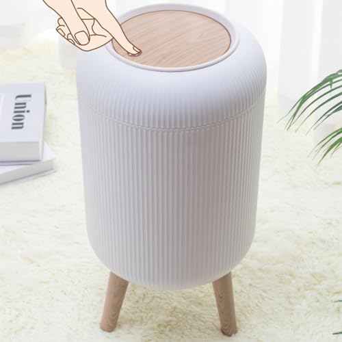 URALFA Bathroom Trash Can with Lid, 3 Gallon / 11L Garbage Can with Pop-Up Lid, Small Dog Proof Trash Cans, Plastic Waste Basket with Removable Legs for Bathroom, Bedroom, Kitchen, Office, White - Image 2