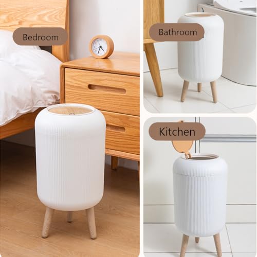 URALFA Bathroom Trash Can with Lid, 3 Gallon / 11L Garbage Can with Pop-Up Lid, Small Dog Proof Trash Cans, Plastic Waste Basket with Removable Legs for Bathroom, Bedroom, Kitchen, Office, White - Image 5
