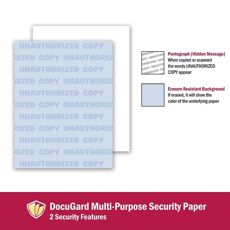 DocuGard Standard Blue Multi-Purpose Security Paper, 2 Features, 8.5 x 11 Inches, 24 lb, 500 Sheets (04540) - Image 2