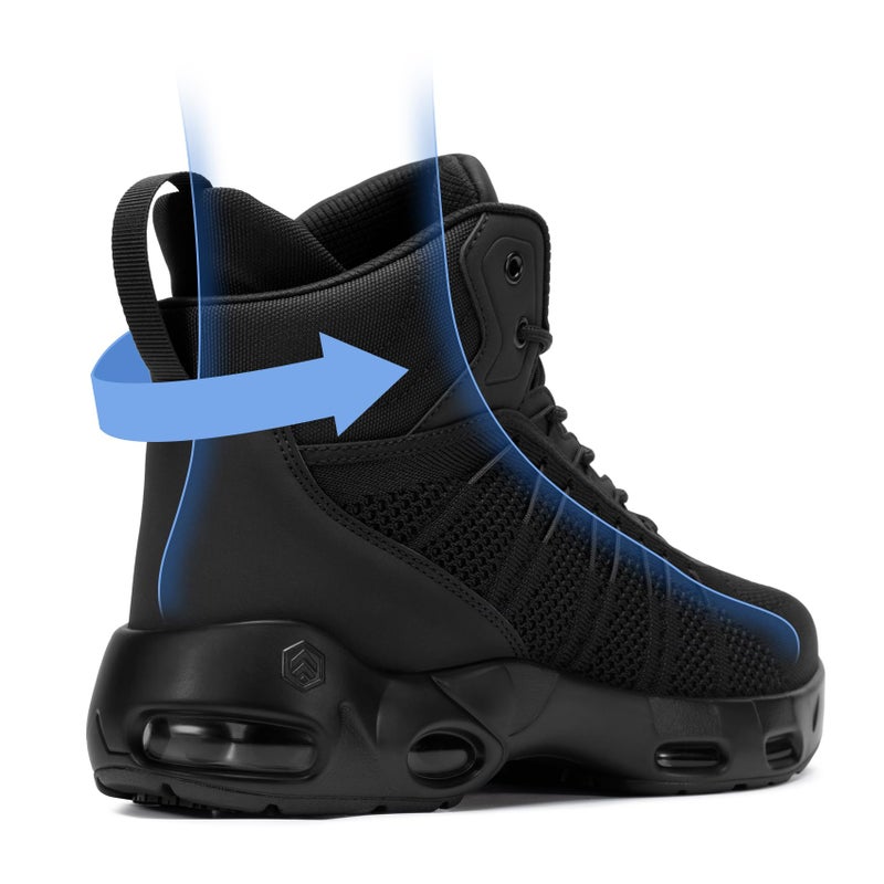 LARNMERN Mens Work Boots for Men Non Slip Chef Walking Shoes Slip Resistant Botas Botines para Hombre Hiking Ankle Mesh Food Service Footwear, Black 10 - Image 4