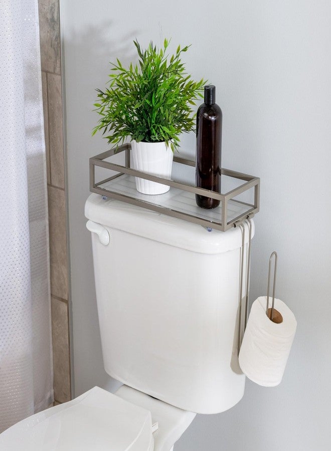 Honey Can Do Honey-Can-Do Over-The-Toilet Toilet Paper and Storage Tray BTH-08461 Satin Nickel - Image 3