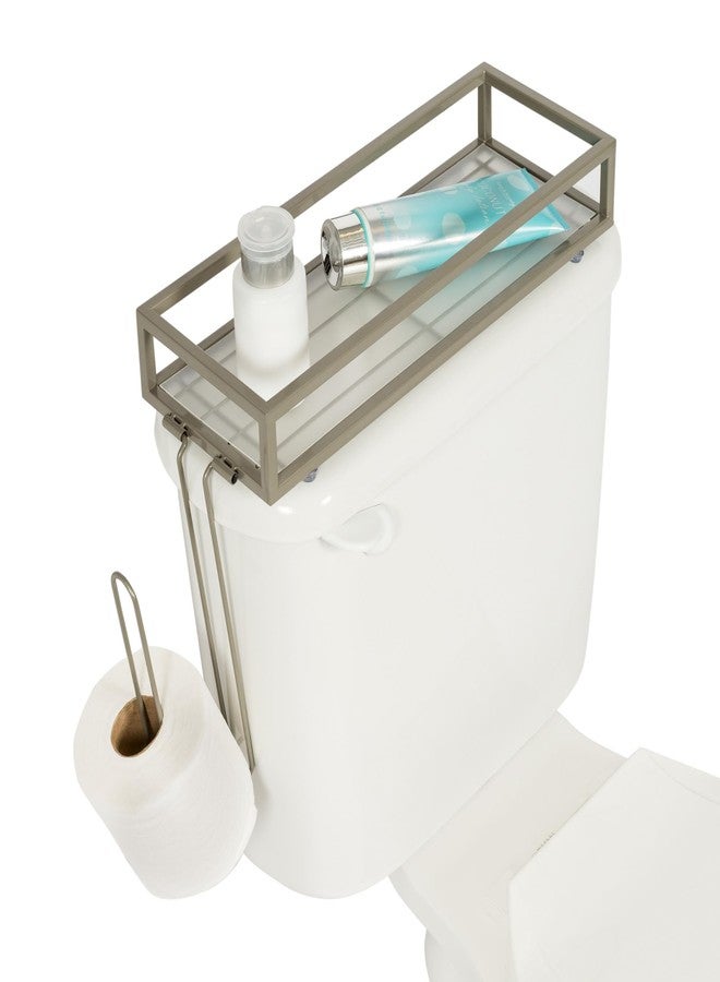 Honey Can Do Honey-Can-Do Over-The-Toilet Toilet Paper and Storage Tray BTH-08461 Satin Nickel - Image 5