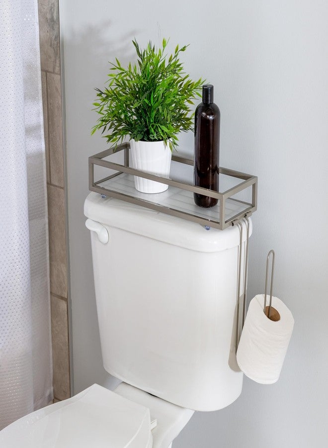 Honey Can Do Honey-Can-Do Over-The-Toilet Toilet Paper and Storage Tray BTH-08461 Satin Nickel - Image 2