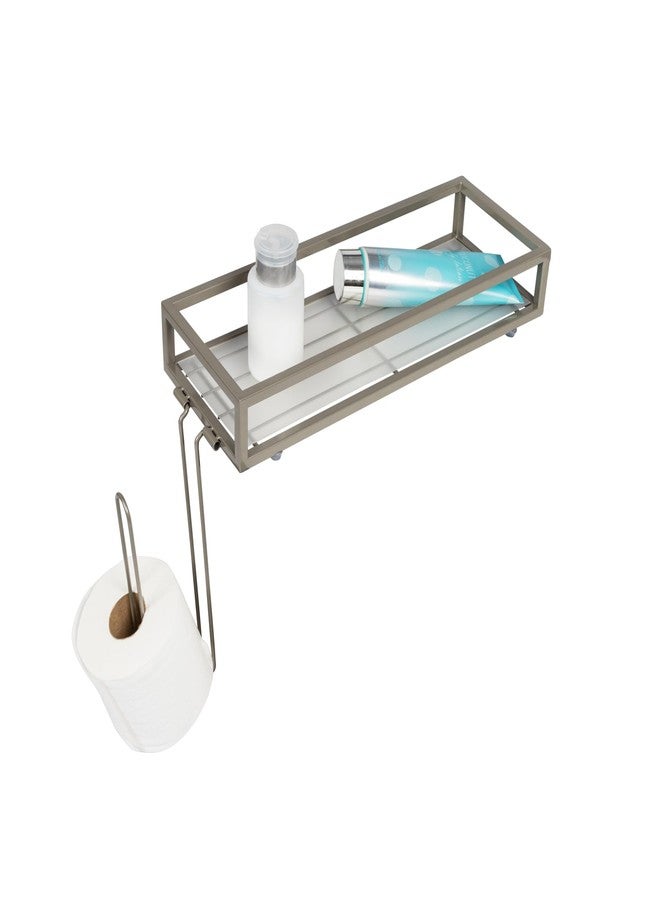 Honey Can Do Honey-Can-Do Over-The-Toilet Toilet Paper and Storage Tray BTH-08461 Satin Nickel - Image 4