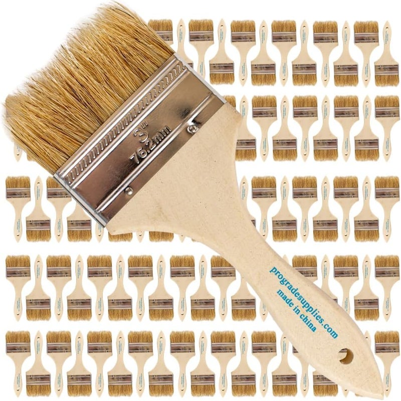 Pro-Grade - Chip Paint Brushes - 96 Ea 3 Inch Chip Paint Brush Light Brown - Image 1