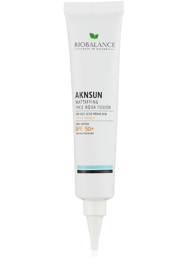 Bio Balance - Aknsun Mattifying Face Aqua Fusion, Tinted Medium, 50 Spf, 40 Ml - Image 1
