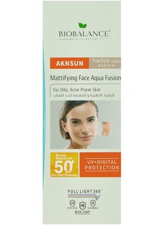 Bio Balance Aknsun Mattifying Face Aqua Fusion, Tinted Medium, 50 Spf, 40 Ml  - Image 2