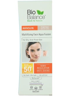 Bio Balance Aknsun Mattifying Face Aqua Fusion, Tinted Medium, 50 Spf, 40 Ml  - Image 4