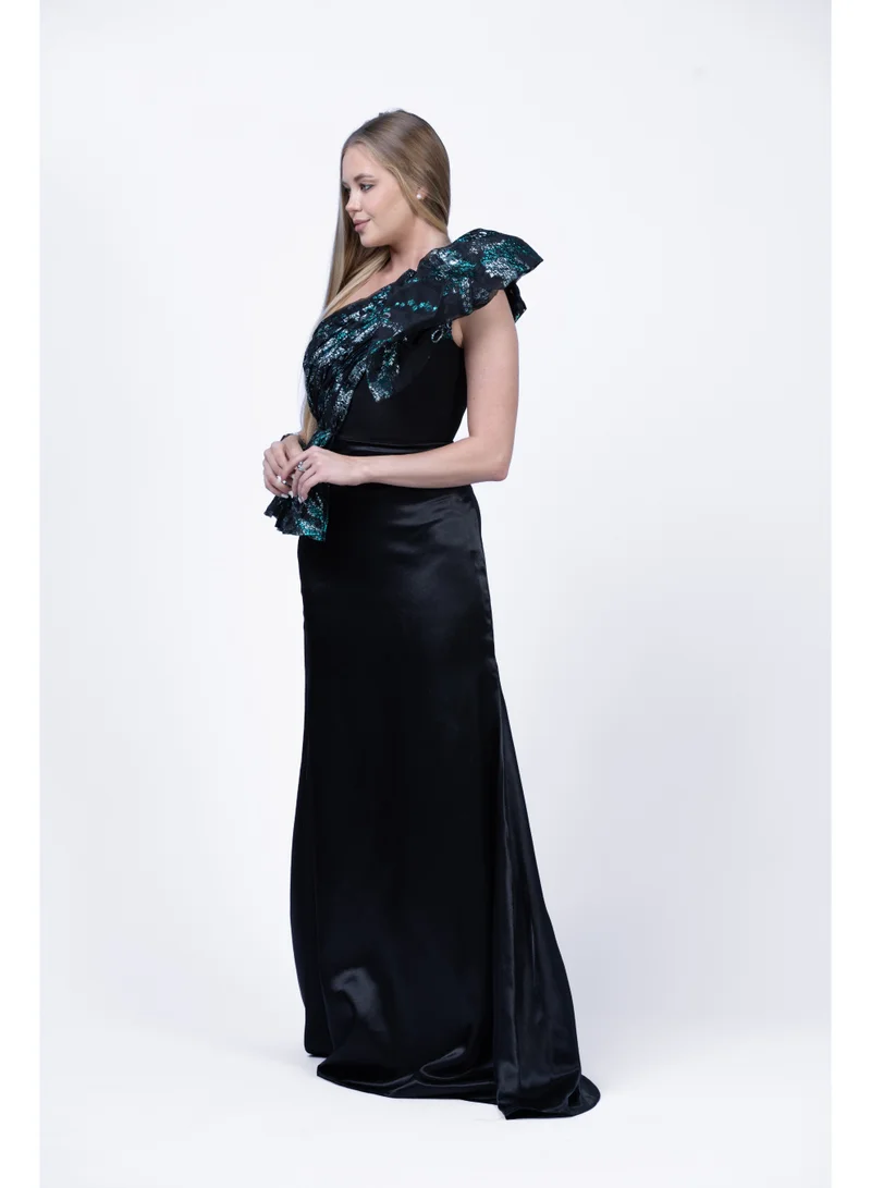 Fashonara  Organza-Layered One-Shoulder Evening Gown for Women | Elegant Formal Dress for Women | Best Price UAE