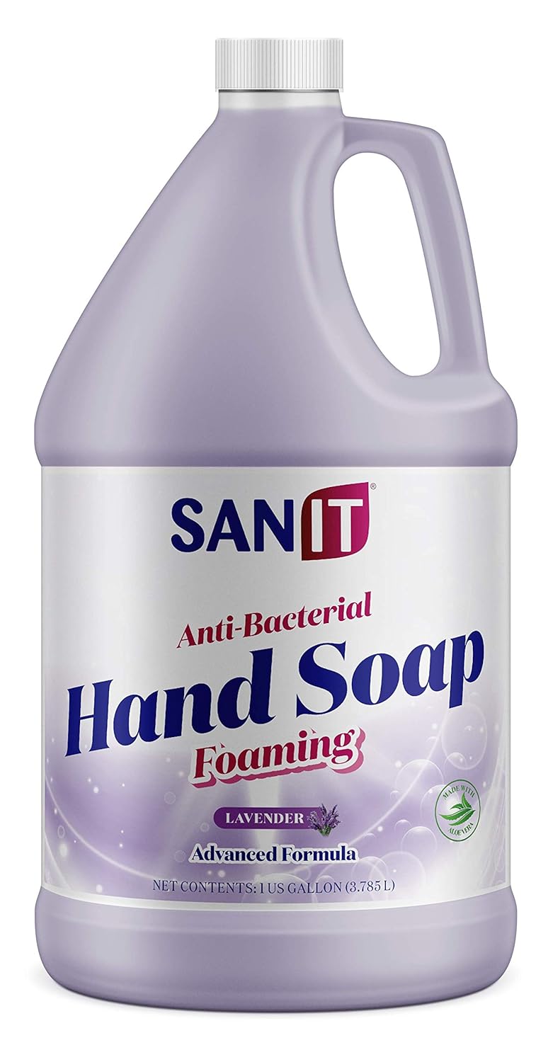 Sanit Sanit Antibacterial Foaming Hand Soap Refill  Advanced Formula with Aloe Vera and Moisturizers  AllNatural Moisturizing Hand Wash  Made in USA Lavender 1 Gallon