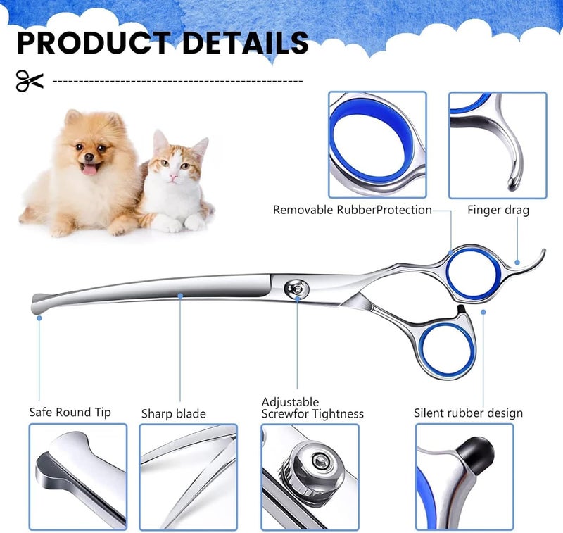 Professional Pet Grooming Scissors Kit for Dogs and Cats - 6-Piece Set with Storage Bag - Image 3