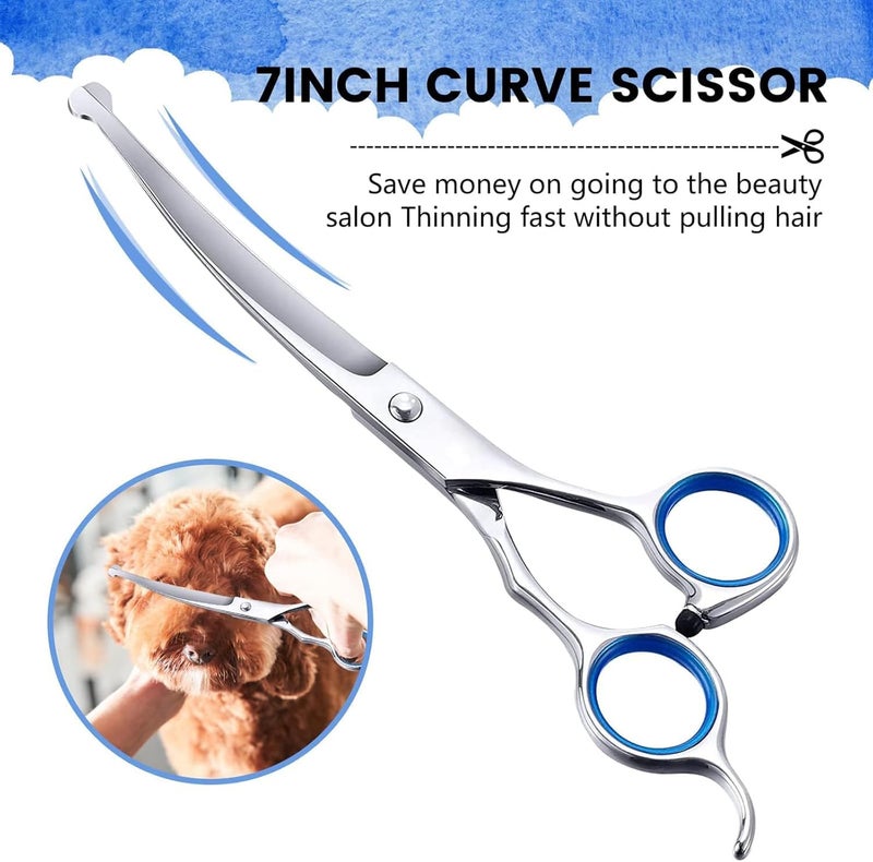Professional Pet Grooming Scissors Kit for Dogs and Cats - 6-Piece Set with Storage Bag - Image 4