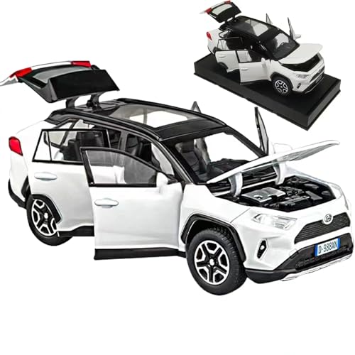 ERBADIHAGO Model Car Compatible 1/32 RAV4 Toy Car Alloy Diecast Collectible Model with Light and Sound Toy Vehicle for Boys Kids Toddler Gift White Car - Image 1