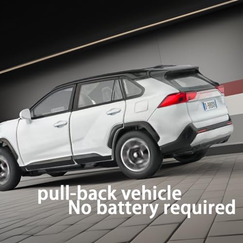 ERBADIHAGO Model Car Compatible 1/32 RAV4 Toy Car Alloy Diecast Collectible Model with Light and Sound Toy Vehicle for Boys Kids Toddler Gift White Car - Image 4