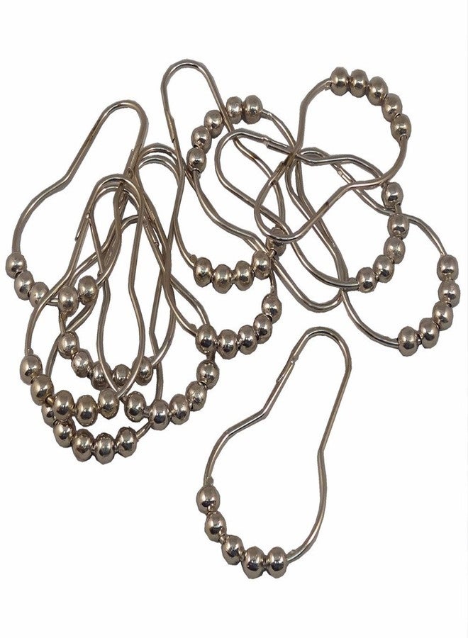 Wideskall® 12 Pieces Stainless Steel Shower Curtain Roller Hook Rings, Chrome - Image 1