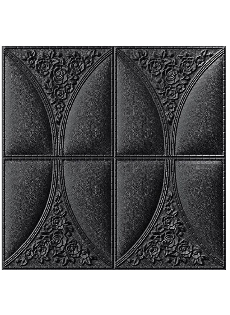JSA - 10 Pices 3D Wall Panel 3D Texture PVC Wallpaper Diamond Design Decorative Wall Cover For Living Room Lobby Bedroom Office Each PVC 70*70cm Black - Image 1