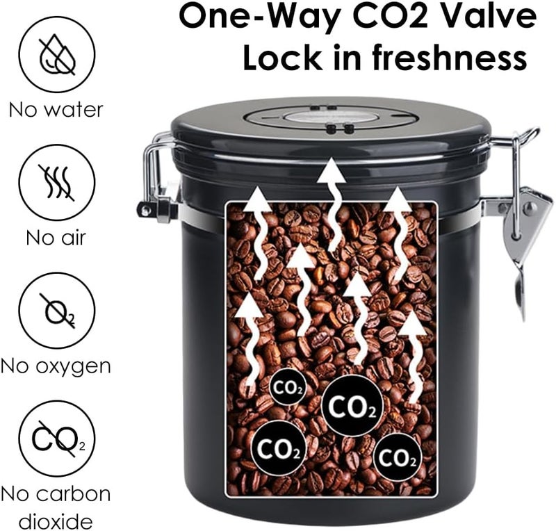 Helweet Coffee Canister, Coffee Bean Storage, Bean Container, 2.8L, Airtight Container, Cafe Grain Box with Measuring Scoop, Date Tracker, Transparent Window, for The Preservation of Beans, Tea, Grains, etc - Image 4