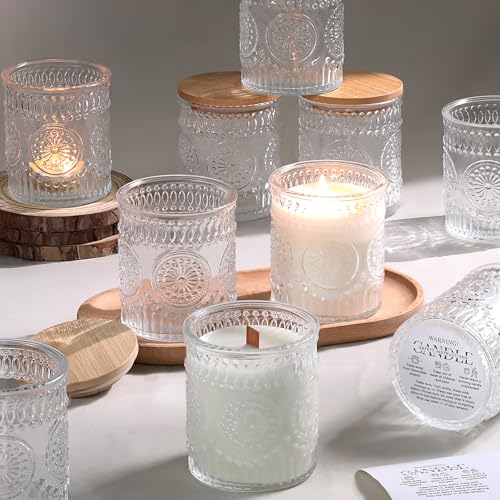 DARJEN 10 Pack Clear Candle Jars for Making Candles- 7.5 OZ Empty Glass Candle Making Jars with Bamboo Lids and Labels, Candle Making Supplies Candle Containers for Home DIY - Image 1