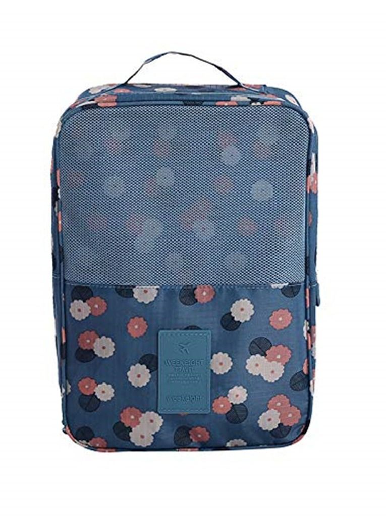 Waterproof Travel Shoe Organizer Bag - Classic Daisy Blue - Image 3