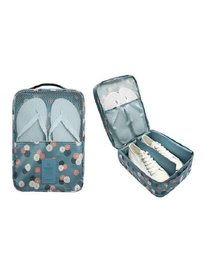 Waterproof Travel Shoe Organizer Bag - Classic Daisy Blue - Image 1