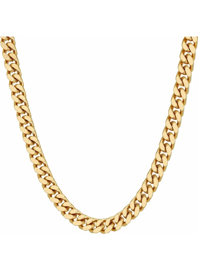 Lifetime Jewelry Miami Curb Square Cut Cuban Link Chain Necklaces 24K Gold Plated (5Mm & 9.5Mm) (20 Inches, 5Mm, Gold)  - Image 1
