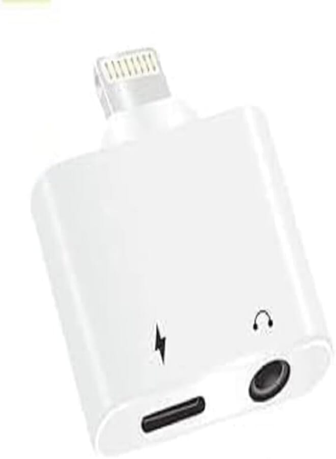 Headphone Adapter for iPhone, 2 in 1 Lightning to 3.5mm AUX Audio + Charger Splitter